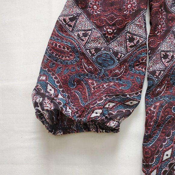 Maurices Women’s 3/4 Sleeve Lattice Back Tunic Blouse Burgundy/Teal Size Large - Picture 8 of 14